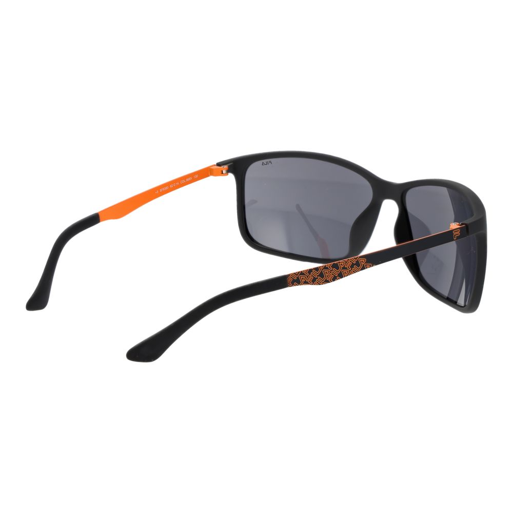 Fila Men’s Sunglasses – Black Square Frame with Grey Mirrored Lenses, 62mm