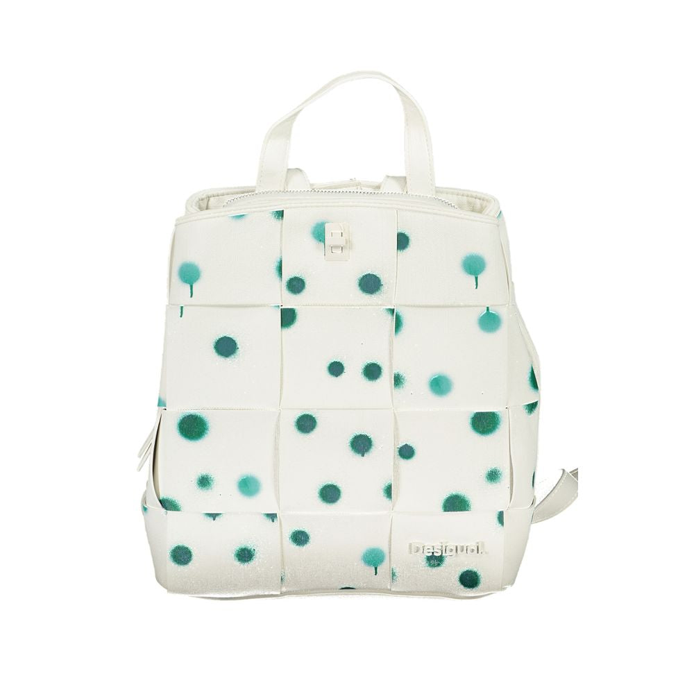 Desigual White Polyethylene Backpack: A Playful Polka Dot Companion