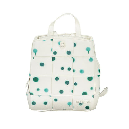 Desigual White Polyethylene Backpack: A Playful Polka Dot Companion