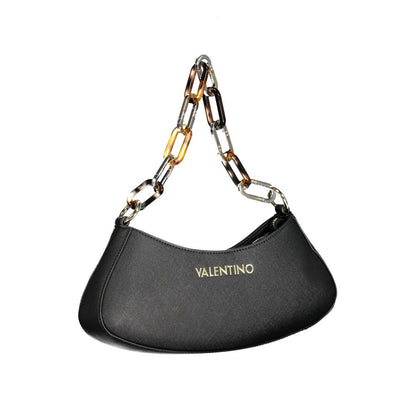 Mario Valentino Black Leather Handbag with Chain Shoulder Handle