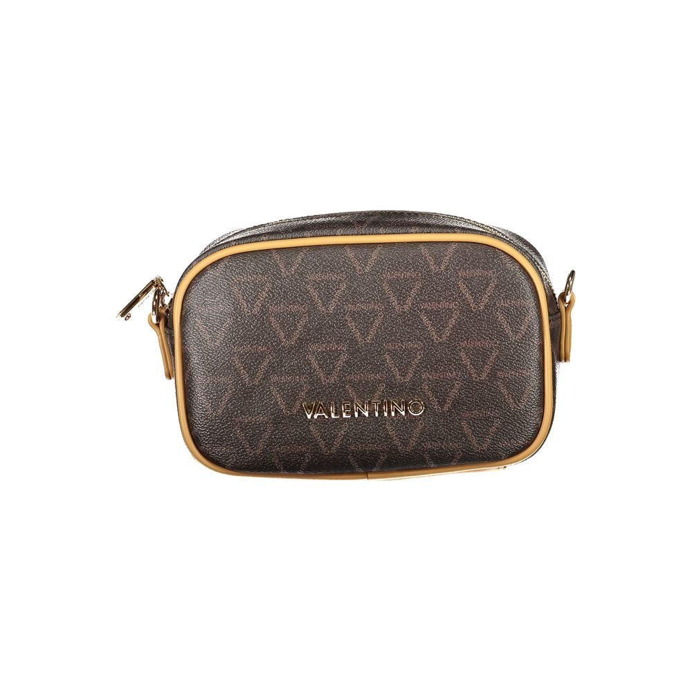 Mario Valentino Brown Faux Leather Handbag with Adjustable Strap