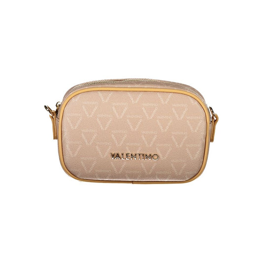 Mario Valentino Beige Faux Leather Handbag with Contrast Detailing