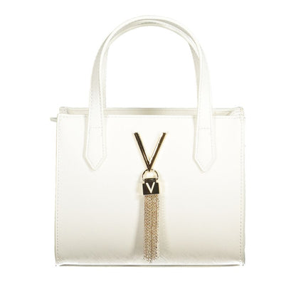 Mario Valentino White Faux Leather Women Handbag with Iconic Logo