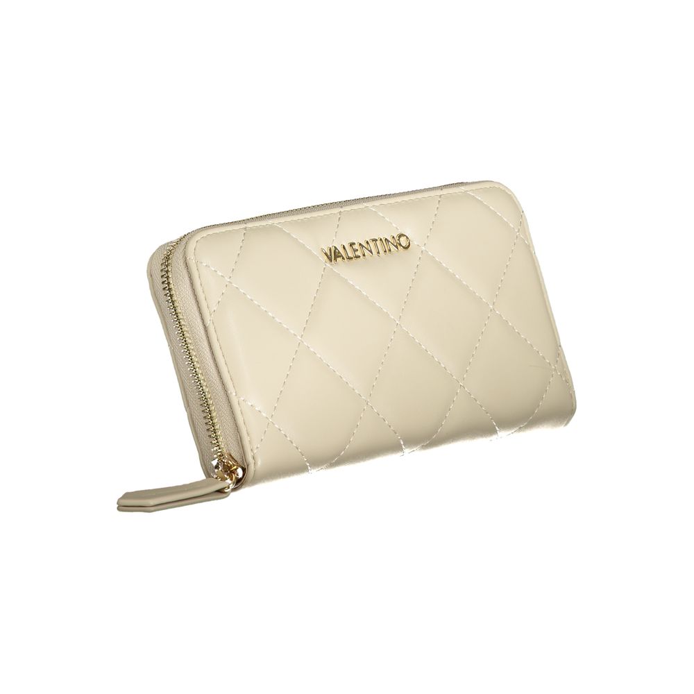 Mario Valentino Beige Leather Wallet with Contrast Details