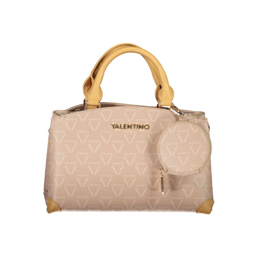 Mario Valentino Beige Faux Leather Handbag with Contrasting Details
