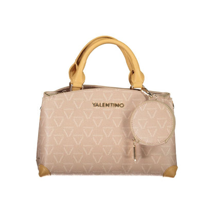 Mario Valentino Beige Faux Leather Handbag with Contrasting Details
