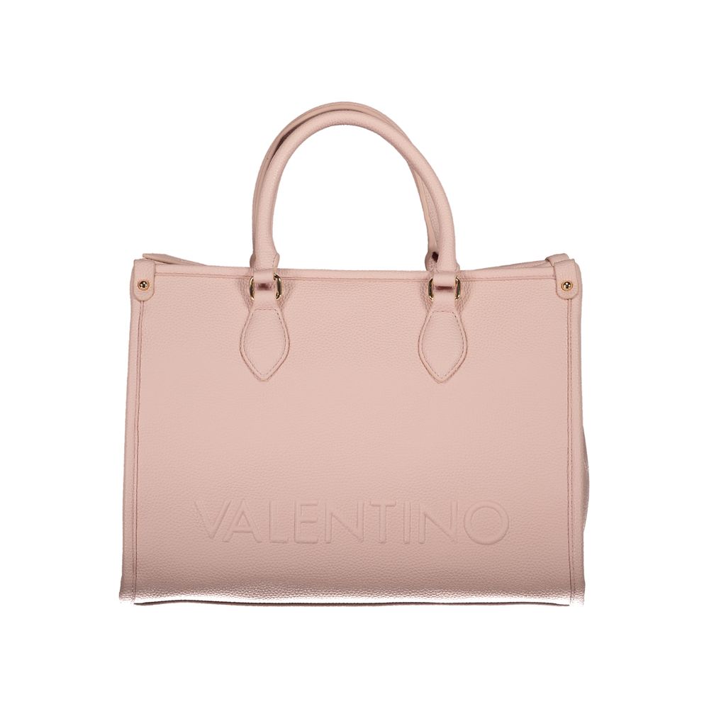 Mario Valentino Pink Faux Leather Handbag with Zip Closure