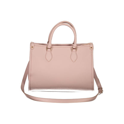 Mario Valentino Pink Faux Leather Handbag with Zip Closure