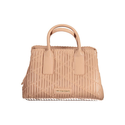 Mario Valentino Pink Leather-Finish Handbag with Gold Details