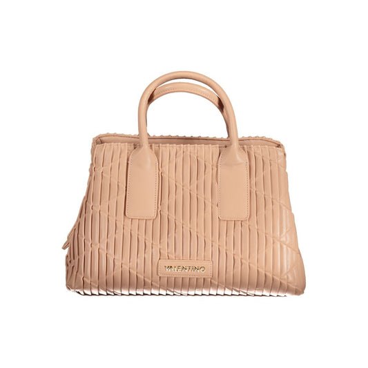 Mario Valentino Pink Leather-Finish Handbag with Gold Details