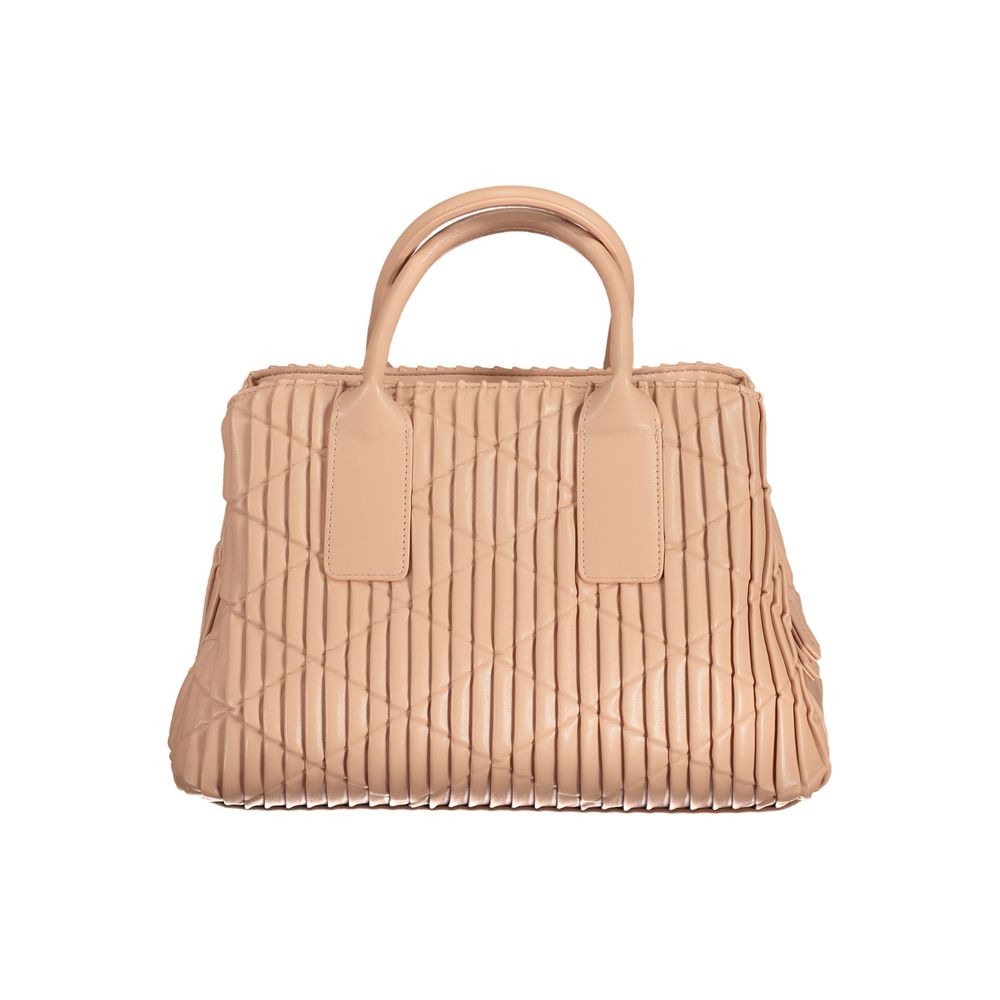 Mario Valentino Pink Leather-Finish Handbag with Gold Details