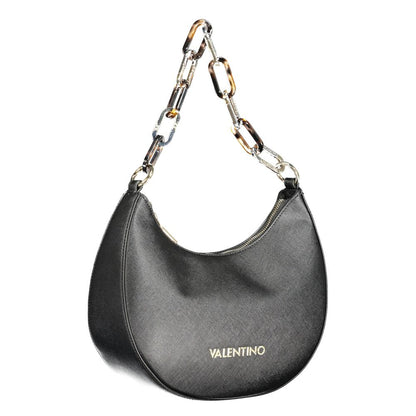 Mario Valentino Black Smooth Leather Handbag with Chain Detail