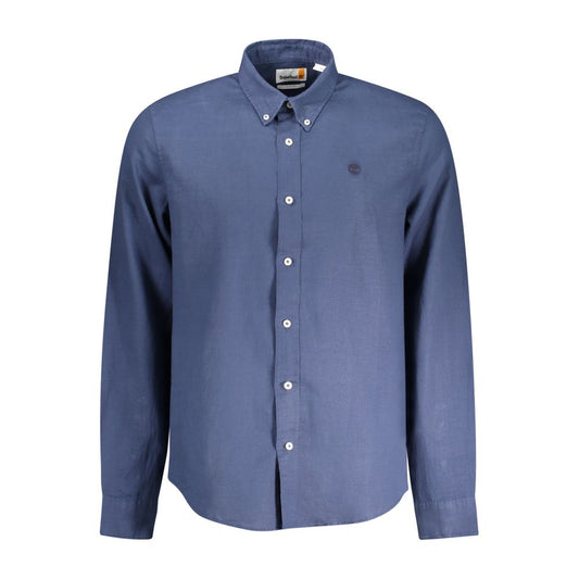 Timberland Blue Cotton Shirt - Slim Fit Long Sleeved Shirt