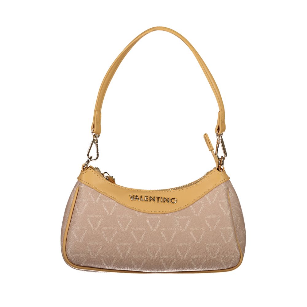 Mario Valentino Beige Faux Leather Handbag with Contrasting Details