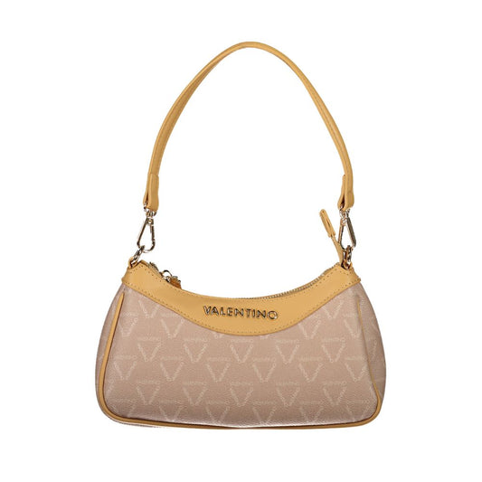 Mario Valentino Beige Faux Leather Handbag with Contrasting Details