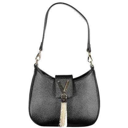 Mario Valentino Black Faux Leather Handbag with Detachable Strap