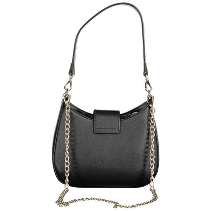 Mario Valentino Black Faux Leather Handbag with Detachable Strap
