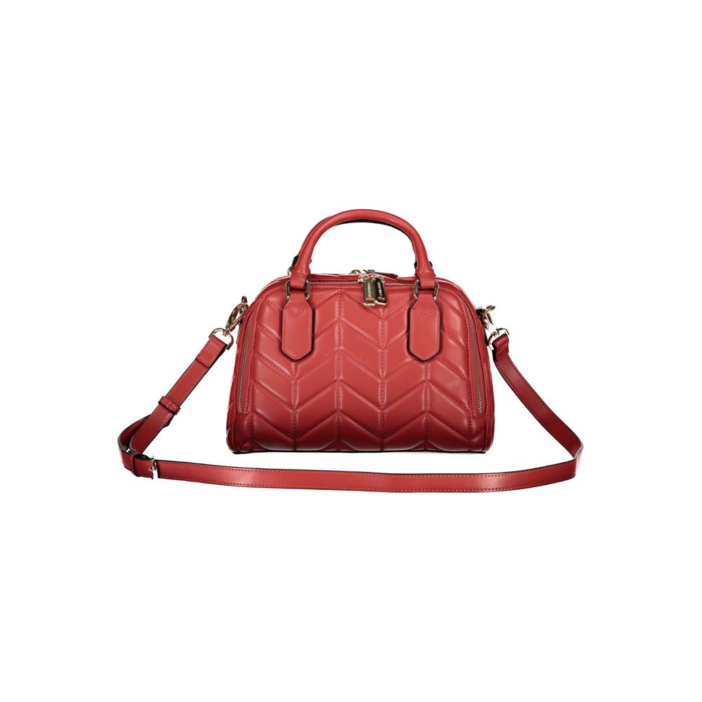 Mario Valentino Red Faux Leather Handbag with Adjustable Strap