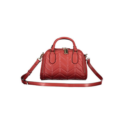 Mario Valentino Red Faux Leather Handbag with Adjustable Strap