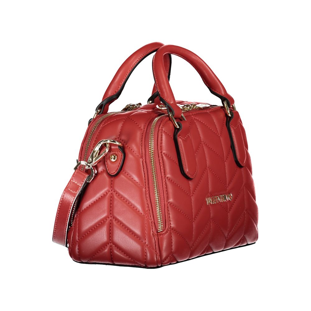 Mario Valentino Red Faux Leather Handbag with Adjustable Strap