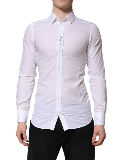 Dolce & Gabbana White GOLD Long Sleeves Dress Shirt for Men