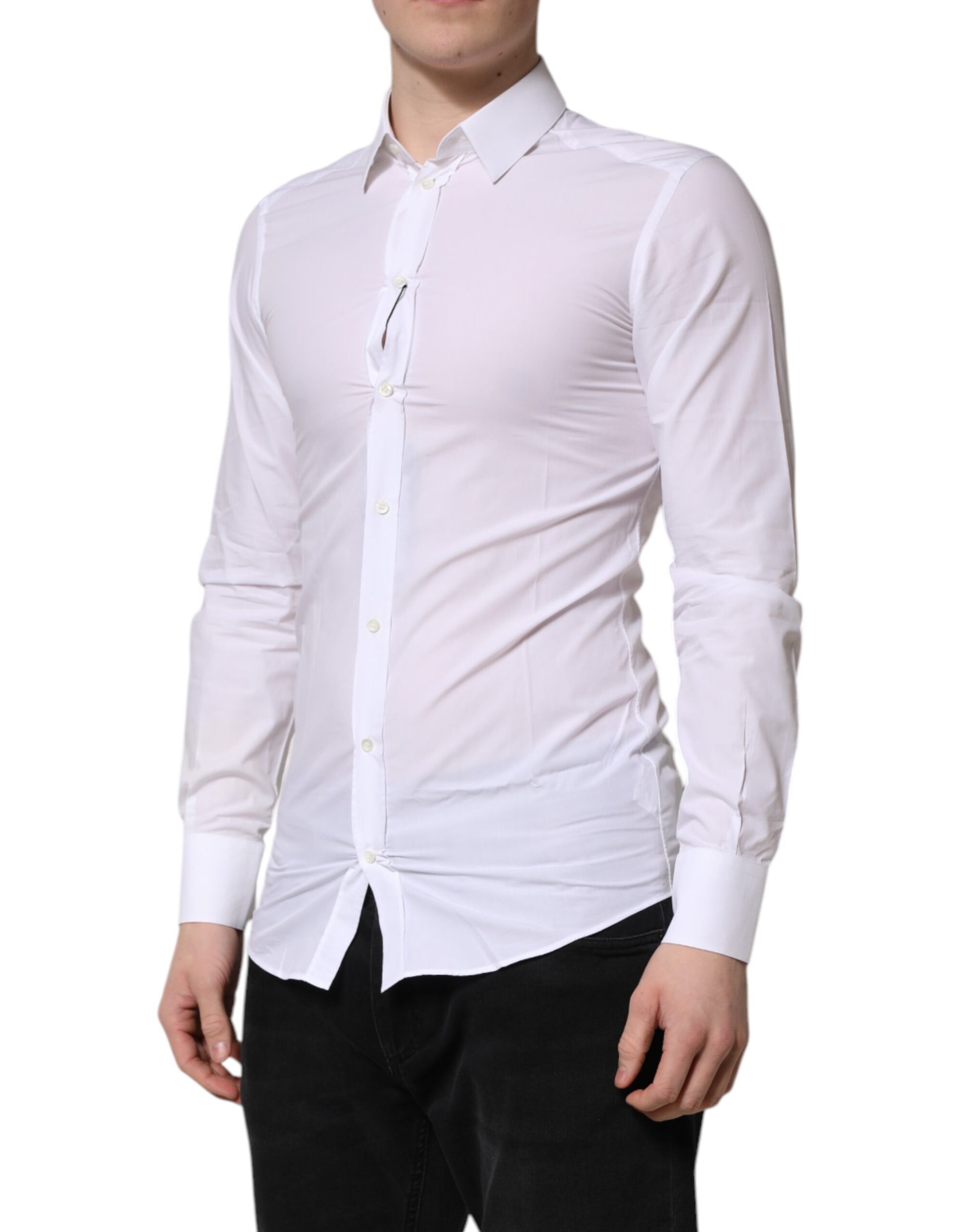 Dolce & Gabbana White GOLD Long Sleeves Dress Shirt for Men