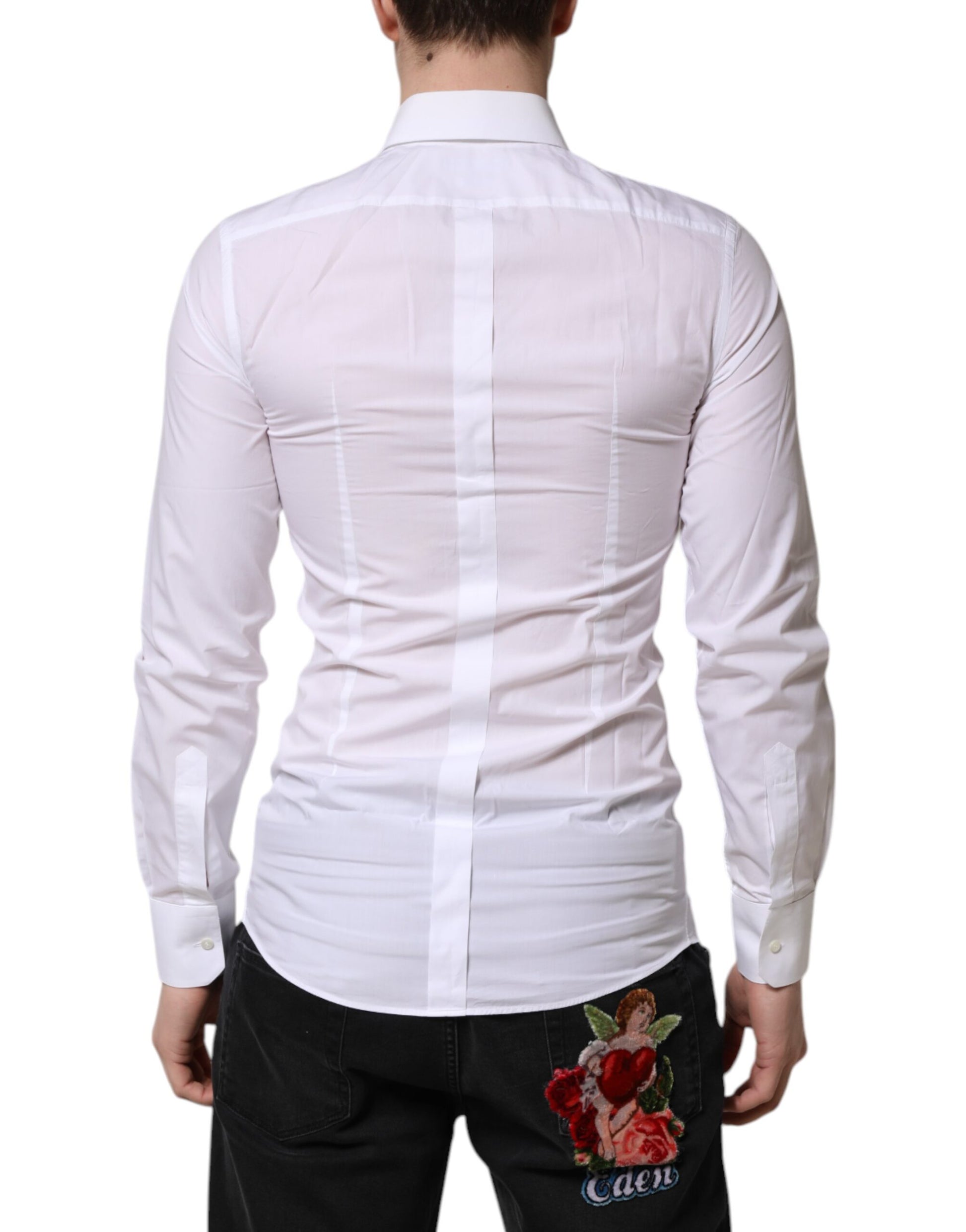 Dolce & Gabbana White GOLD Long Sleeves Dress Shirt for Men