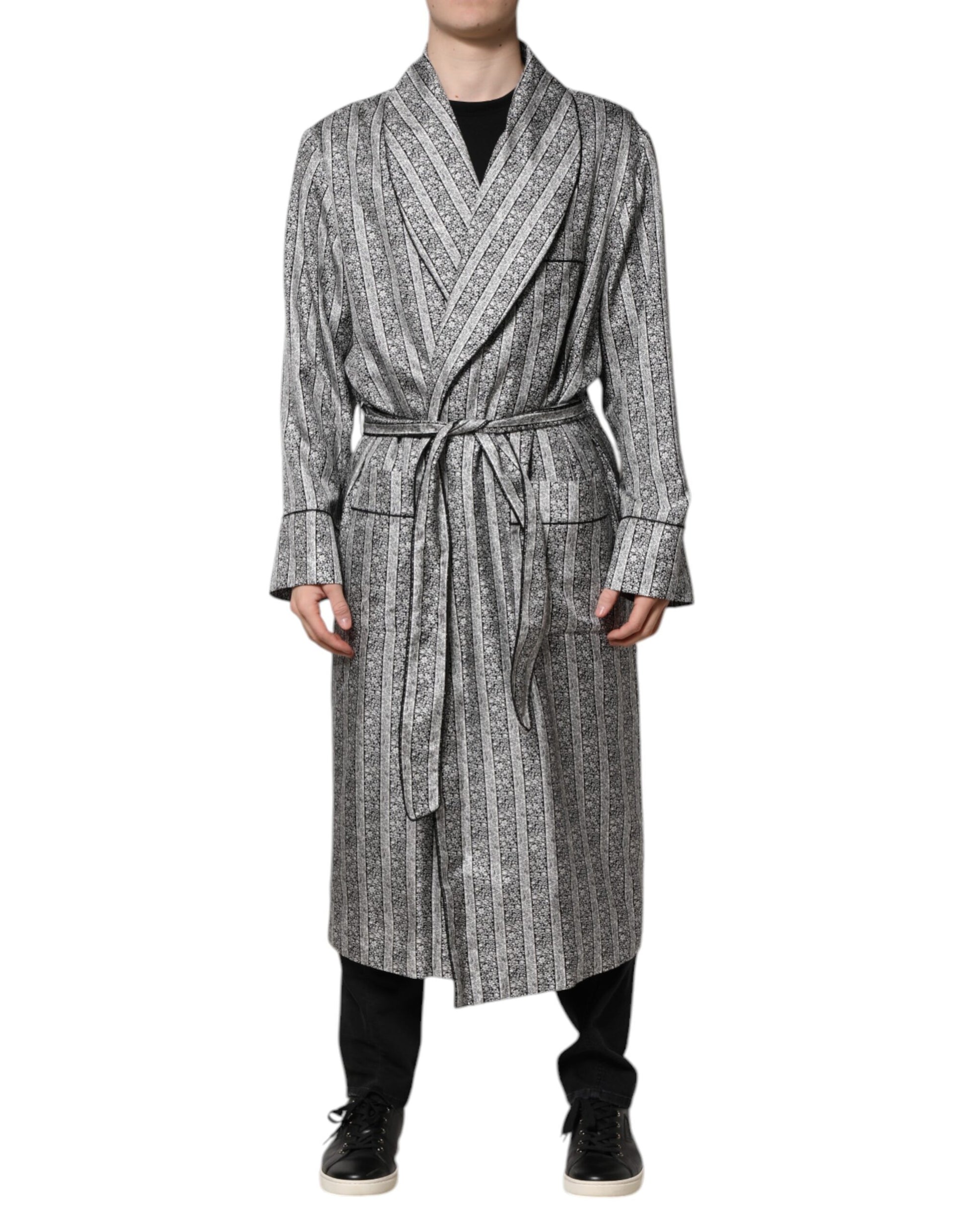 Dolce & Gabbana Multicolor Floral Silk Robe Coat Wrap Jacket