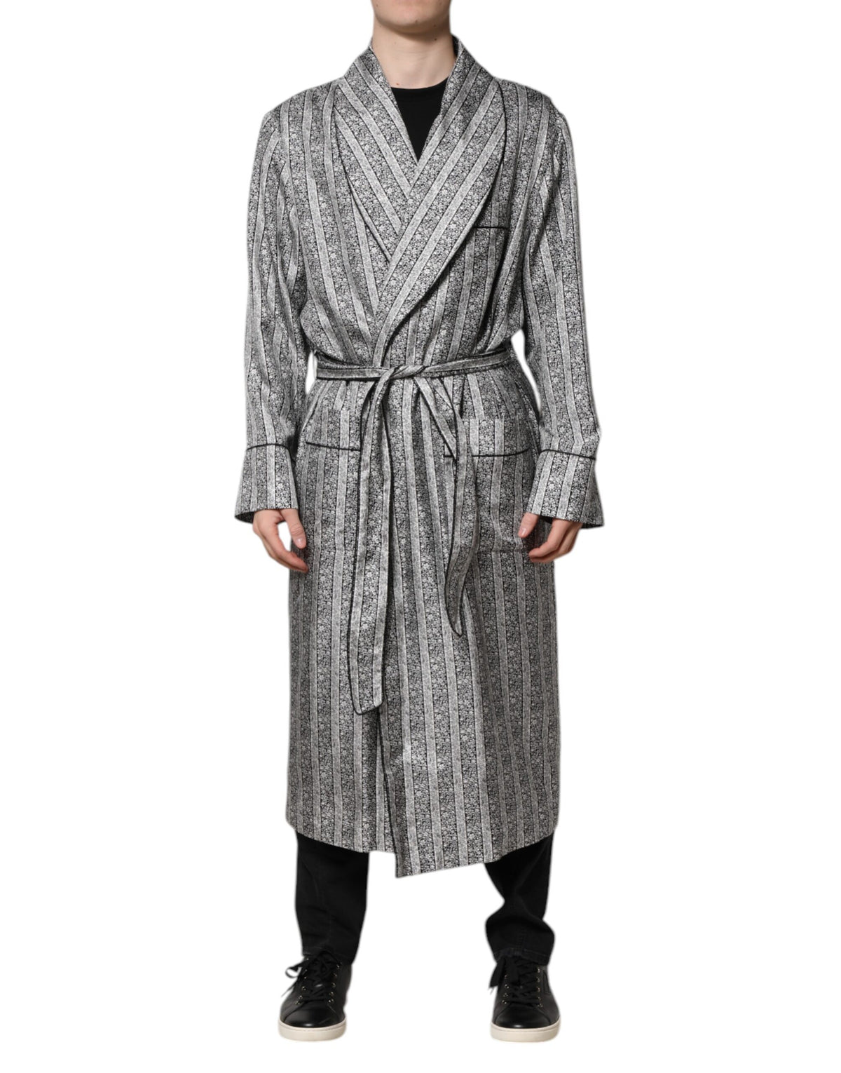 Dolce & Gabbana Multicolor Floral Silk Robe Coat Wrap Jacket