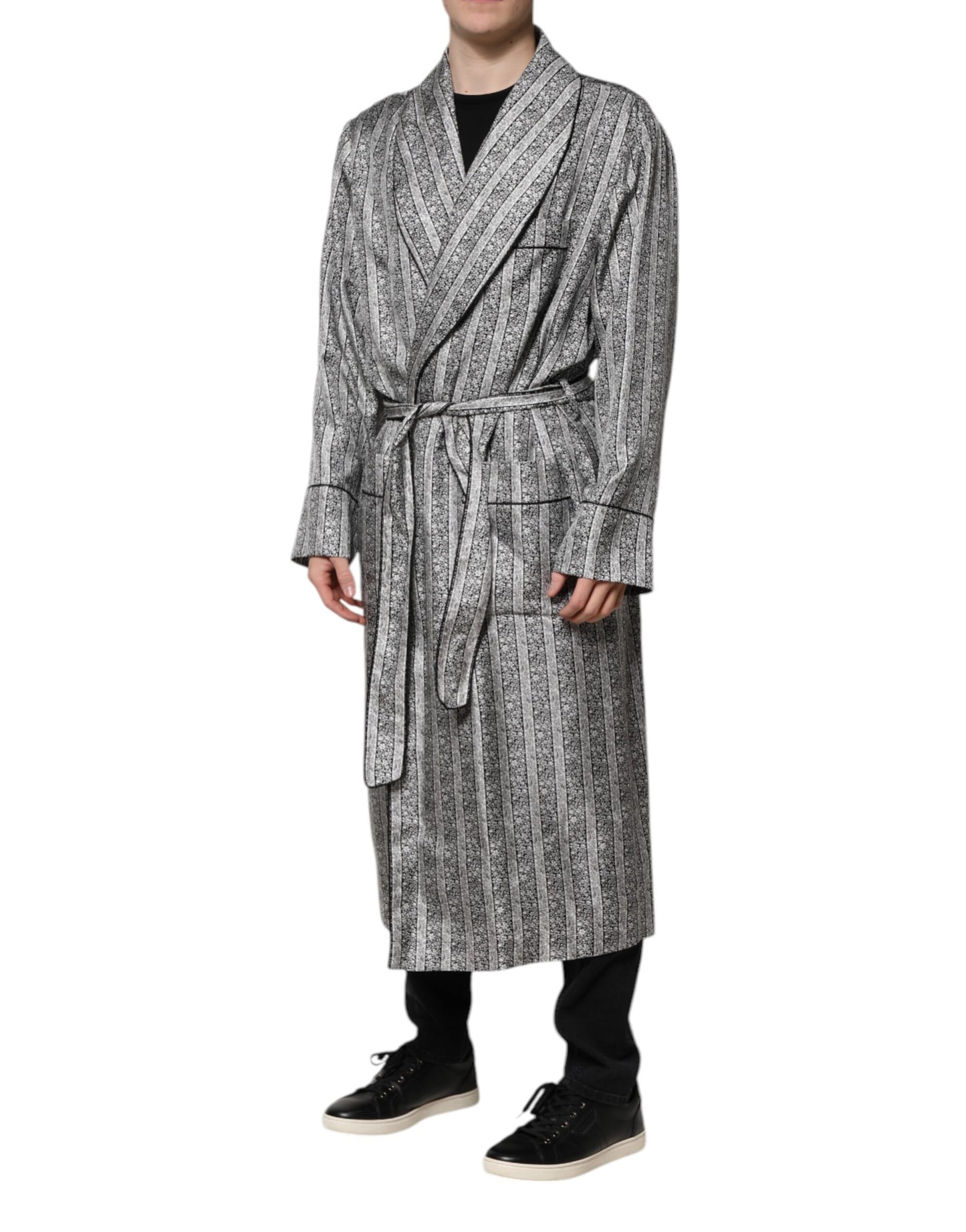 Dolce & Gabbana Multicolor Floral Silk Robe Coat Wrap Jacket