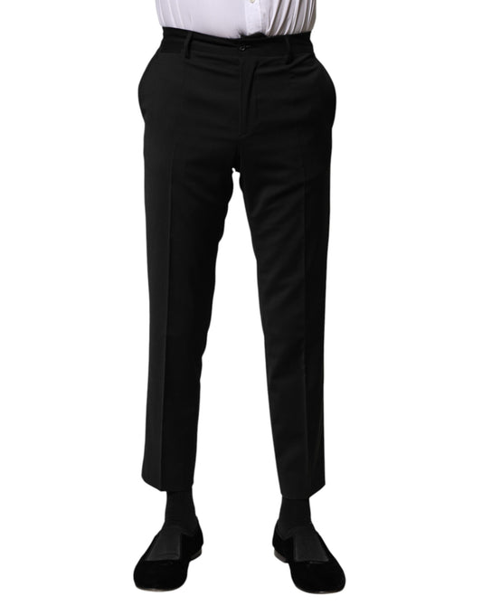 Dolce & Gabbana Black Wool Formal Cropped Pants for Men