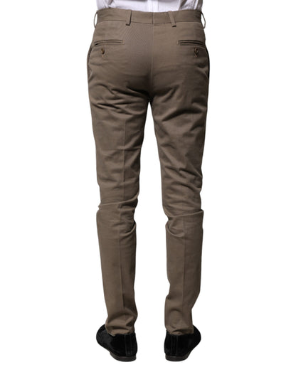 BENCIVENGA Brown Cotton Tapered Formal Dress Pants