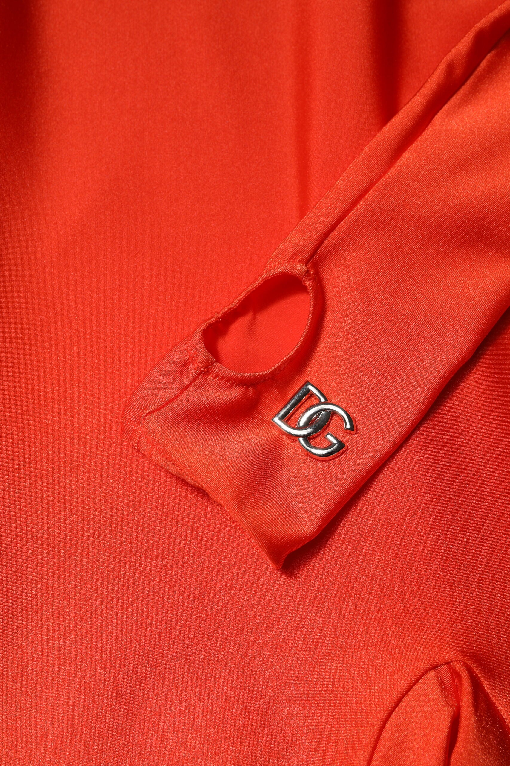 Dolce & Gabbana Red Nylon Turtleneck Bodycon Catsuit