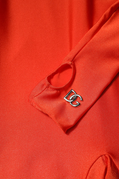 Dolce & Gabbana Red Nylon Turtleneck Bodycon Catsuit