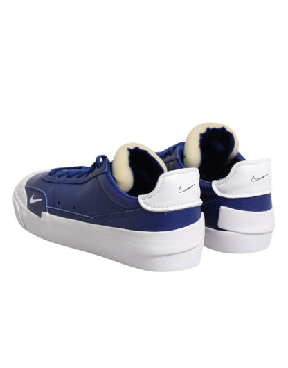 Nike White Blue Lace Up Low Top Drop-Type PRM Sneakers