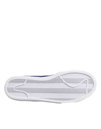 Nike White Blue Lace Up Low Top Drop-Type PRM Sneakers