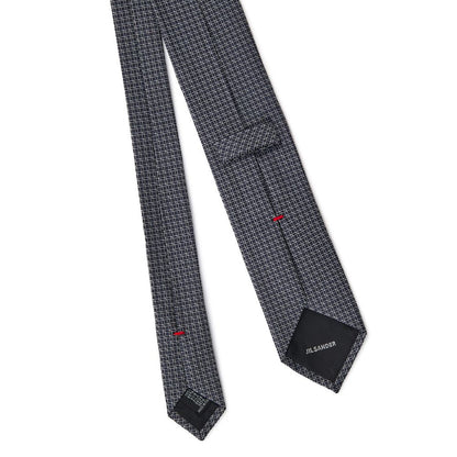 Jil Sander Gray Silk Tie - Sophisticated Geometric Elegance