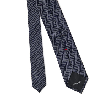 Jil Sander Blue Silk Tie - Micro Stripe Elegance