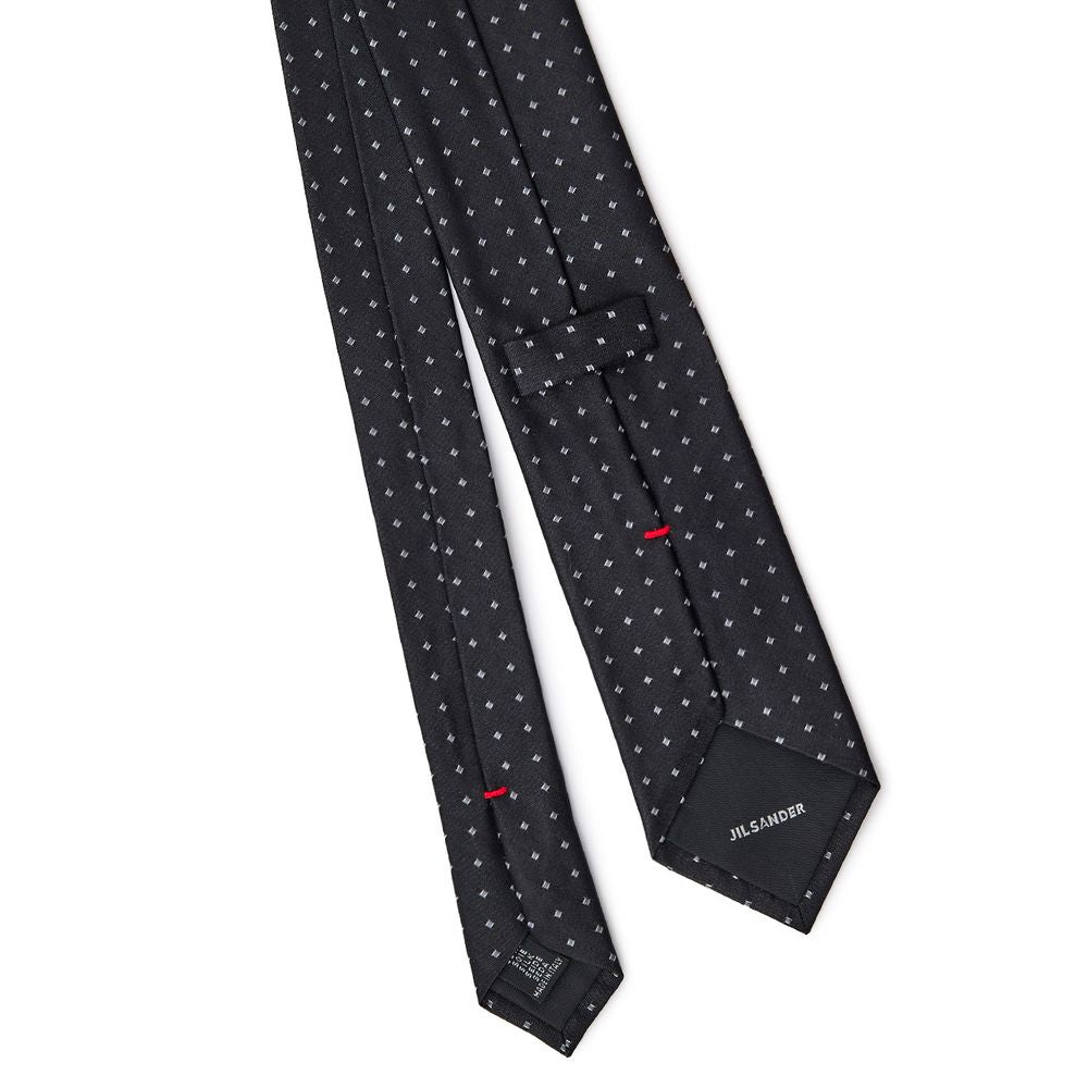 Jil Sander Black Silk Tie - Timeless Elegance in Jacquard