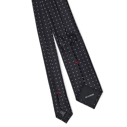 Jil Sander Black Silk Tie - Timeless Elegance in Jacquard