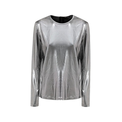 Tom Ford Gray Viscose Long Sleeve Silver Metallic T-Shirt