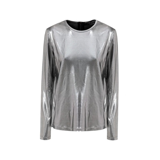Tom Ford Gray Viscose Long Sleeve Silver Metallic T-Shirt