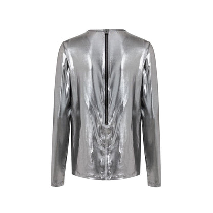 Tom Ford Gray Viscose Long Sleeve Silver Metallic T-Shirt
