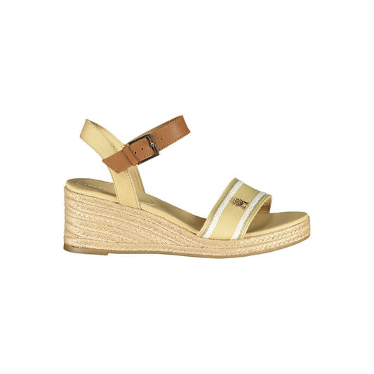 Tommy Hilfiger Beige Polyester Sandal with Ankle Buckle Lacing