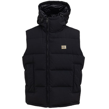 Dolce & Gabbana Hooded Black Padded Zip-Up Gilet Vest Jacket