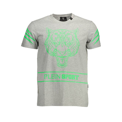 Plein Sport Grey Cotton Men T-Shirt