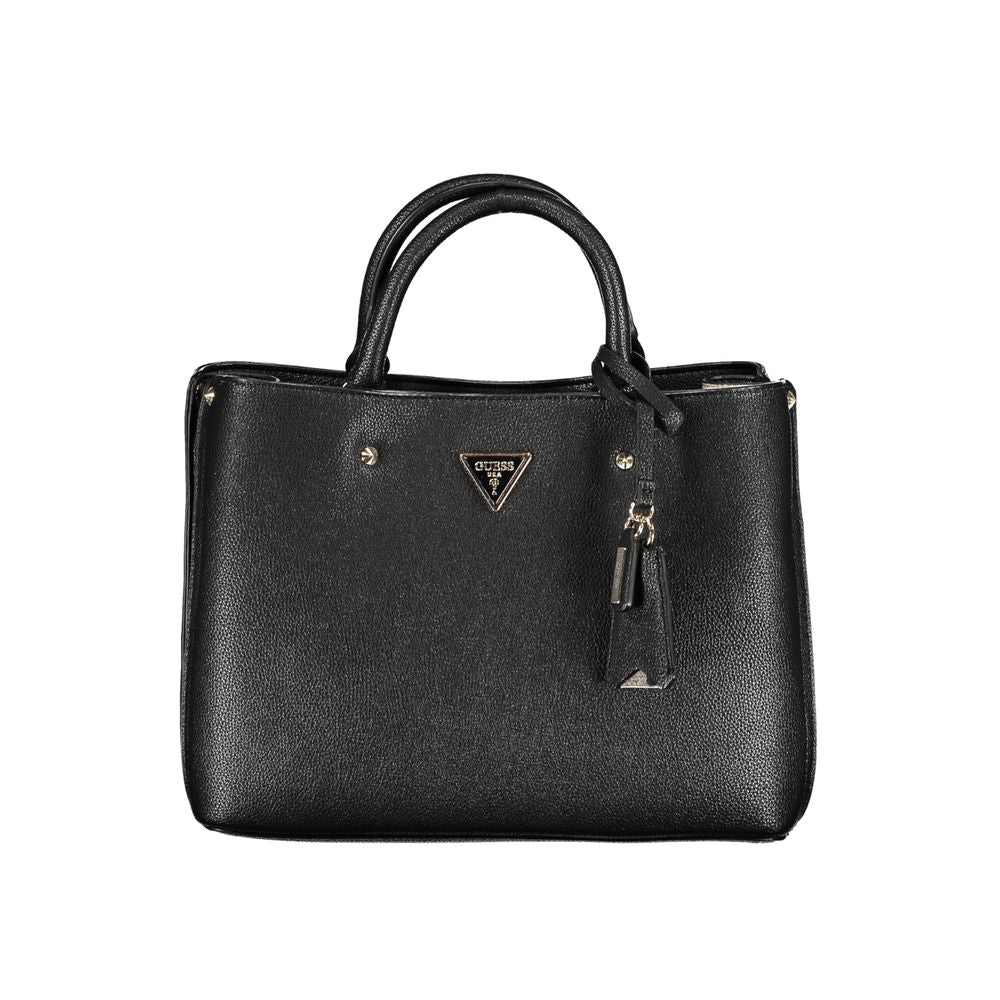 Guess Jeans Black Meridian Handbag – Faux Leather, Stylish Multi-Compartment Design