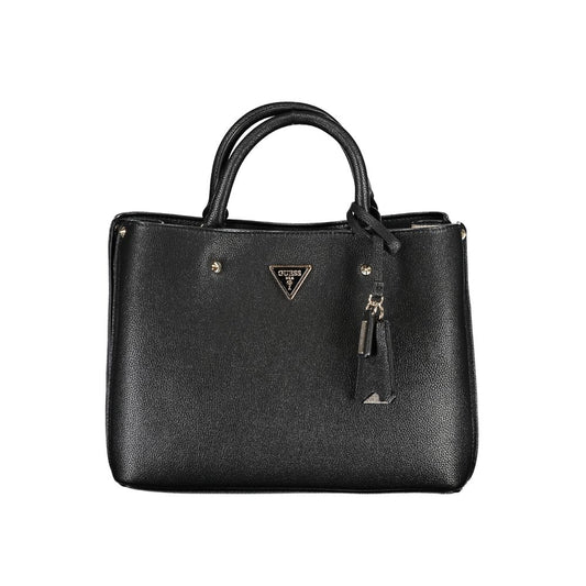 Guess Jeans Black Meridian Handbag – Faux Leather, Stylish Multi-Compartment Design