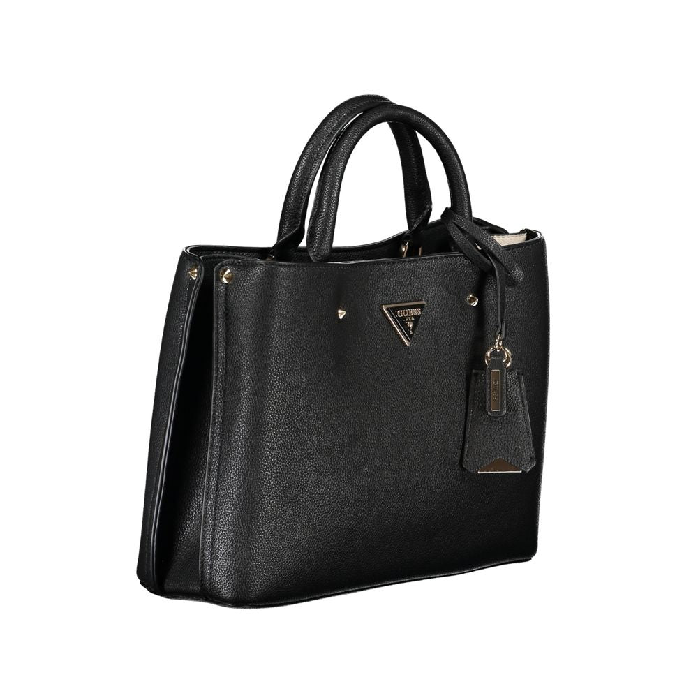 Guess Jeans Black Meridian Handbag – Faux Leather, Stylish Multi-Compartment Design