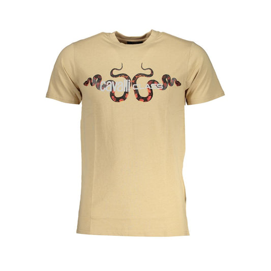 Cavalli Class Beige Cotton T-Shirt: The Ultimate Statement Piece